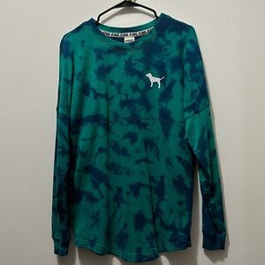 PINK Sweater - Tie Dye (Green & Blue) - Size: Extra Small